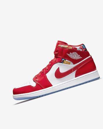 Red / Navy / White Men's Nike Air Jordan 1 Mid SE Sneakers | CA2444