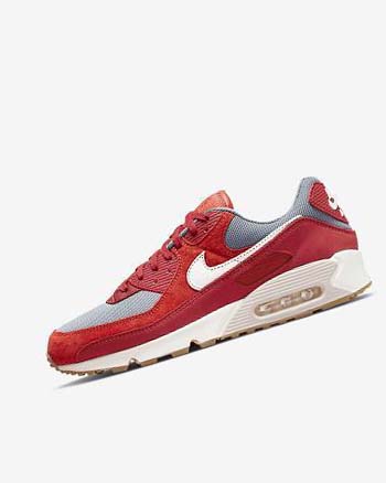 Red / Red / Grey / White Men's Nike Air Max 90 Premium Casual Shoes | CA4716