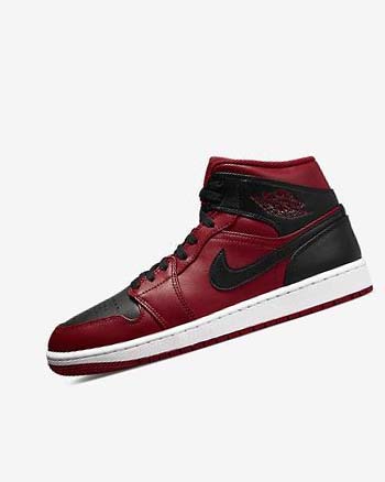 Red / White / Black Men's Nike Air Jordan 1 Mid Sneakers | CA5439