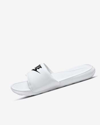 White / Black Men's Nike Victori One Slides | CA4524