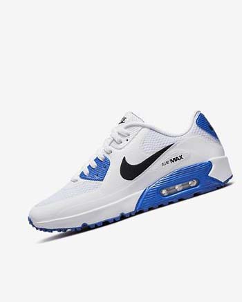 White / Blue / Platinum / Black Men's Nike Air Max 90 G Golf Shoes | CA4719
