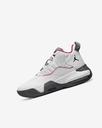White / Deep Grey / Red / Black Boy Nike Jordan Stay Loyal Basketball Shoes | CA5367