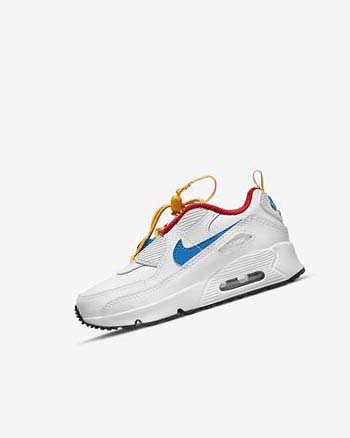 White / Gold / Red / Blue Boy Nike Air Max 90 Toggle Casual Shoes | CA5196