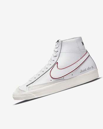 White / Green / Metal Silver / Red Men's Nike Blazer Mid '77 Sneakers | CA2483