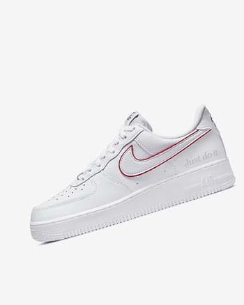 White / Green / Metal Silver / Red Men's Nike Air Force 1 Sneakers | CA2550