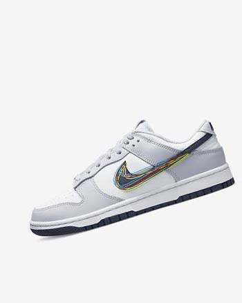 White / Grey / Blue Men's Nike Dunk Low Sneakers | CA4825