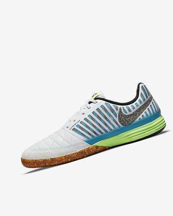 White / Light Blue / Black / Black Men's Nike Lunar Gato II IC Soccer Shoes | CA2951