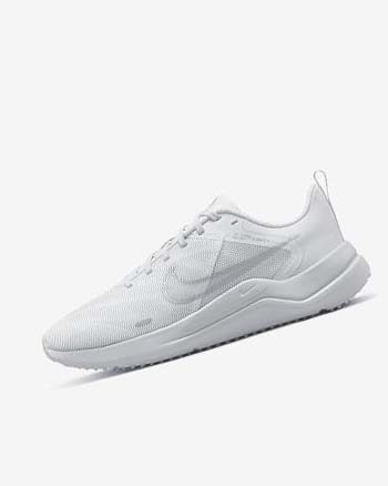 White / Platinum / Metal Silver Women's Nike Downshifter 12 Running Shoes | CA5383