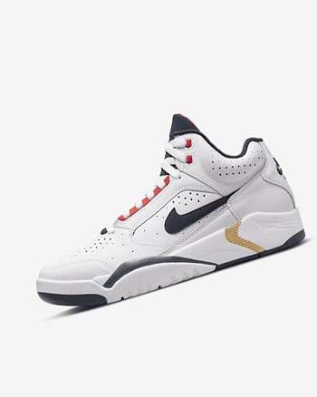 White / Red / Metal Gold / Navy Men's Nike Air Flight Lite Mid Casual Shoes | CA2618