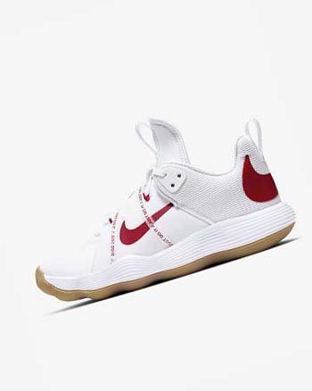 White / Red Women's Nike React HyperSet Volleyball Shoes | CA5175