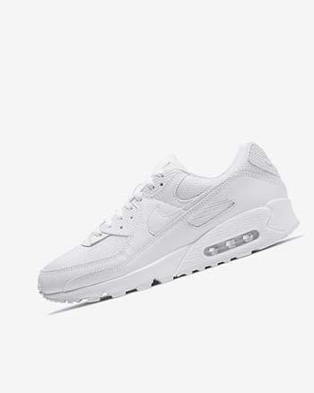 White / White / Grey / White Men's Nike Air Max 90 Casual Shoes | CA2572