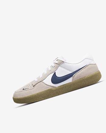 White / White / Light Brown / Navy Women's Nike SB Force 58 Skate Shoes | CA5603