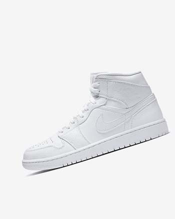 White / White / White Men's Nike Air Jordan 1 Mid Sneakers | CA5114